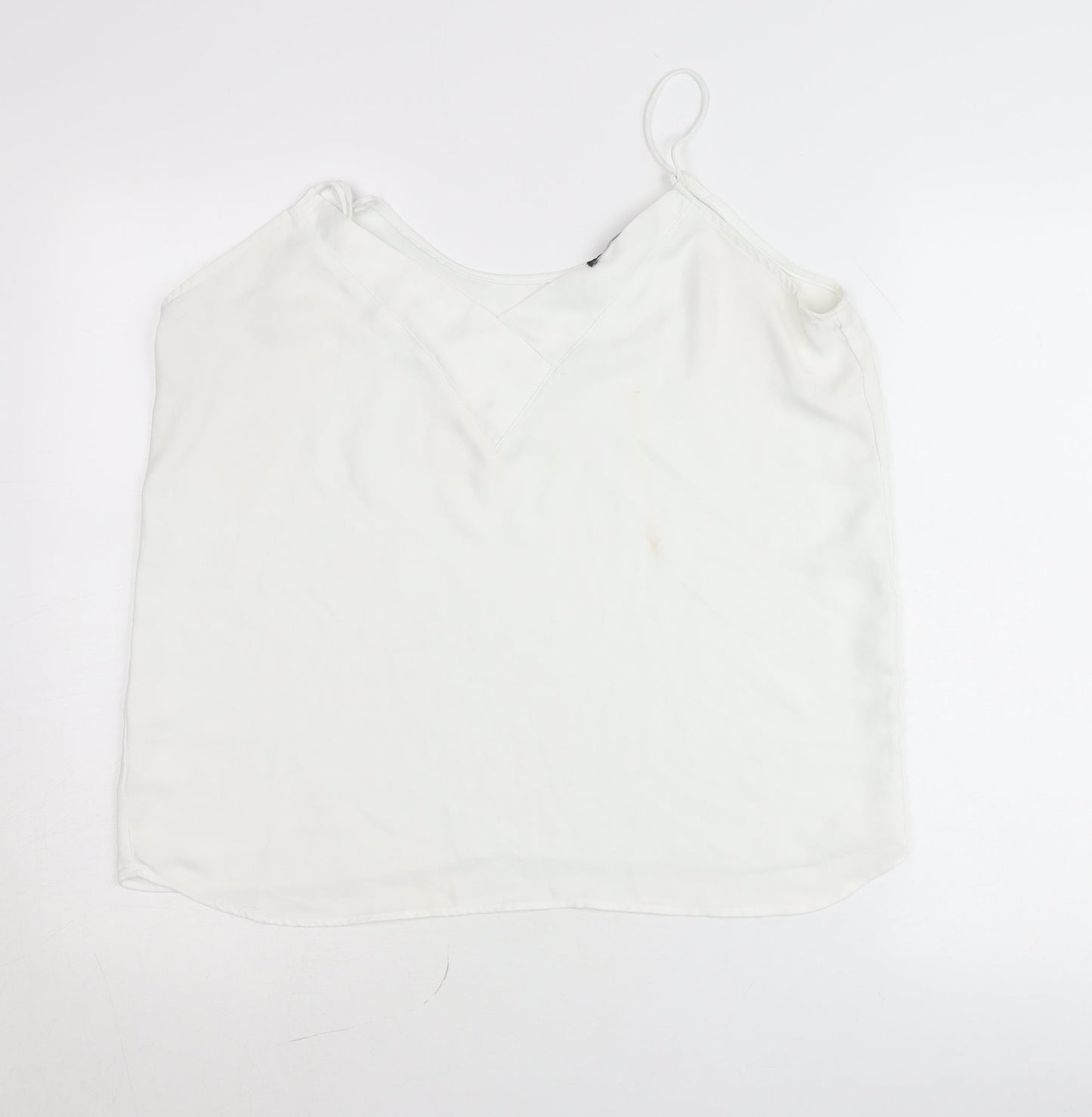 Mango Womens White L Camisole Tank Top Spaghetti Strap Summer