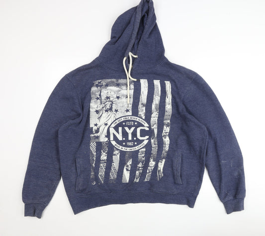 Cedar Wood State Men’s Blue XL NYC Graphic Pullover Hoodie