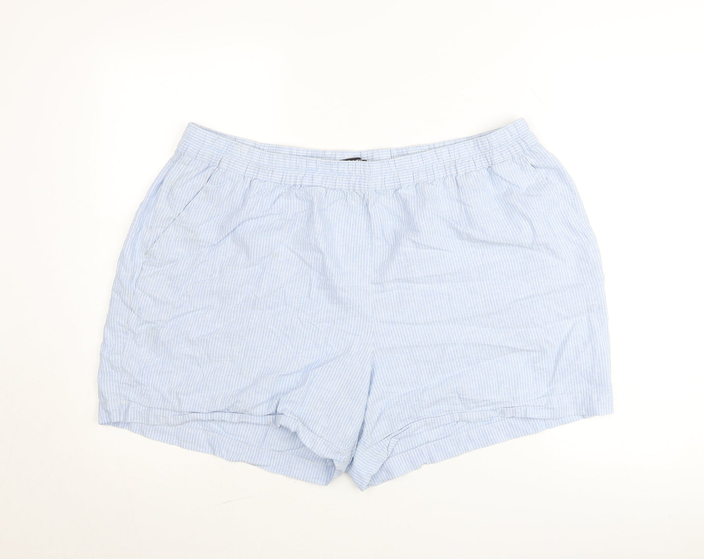 Dunnes Stores Women’s Blue Striped Cotton Casual Shorts XL