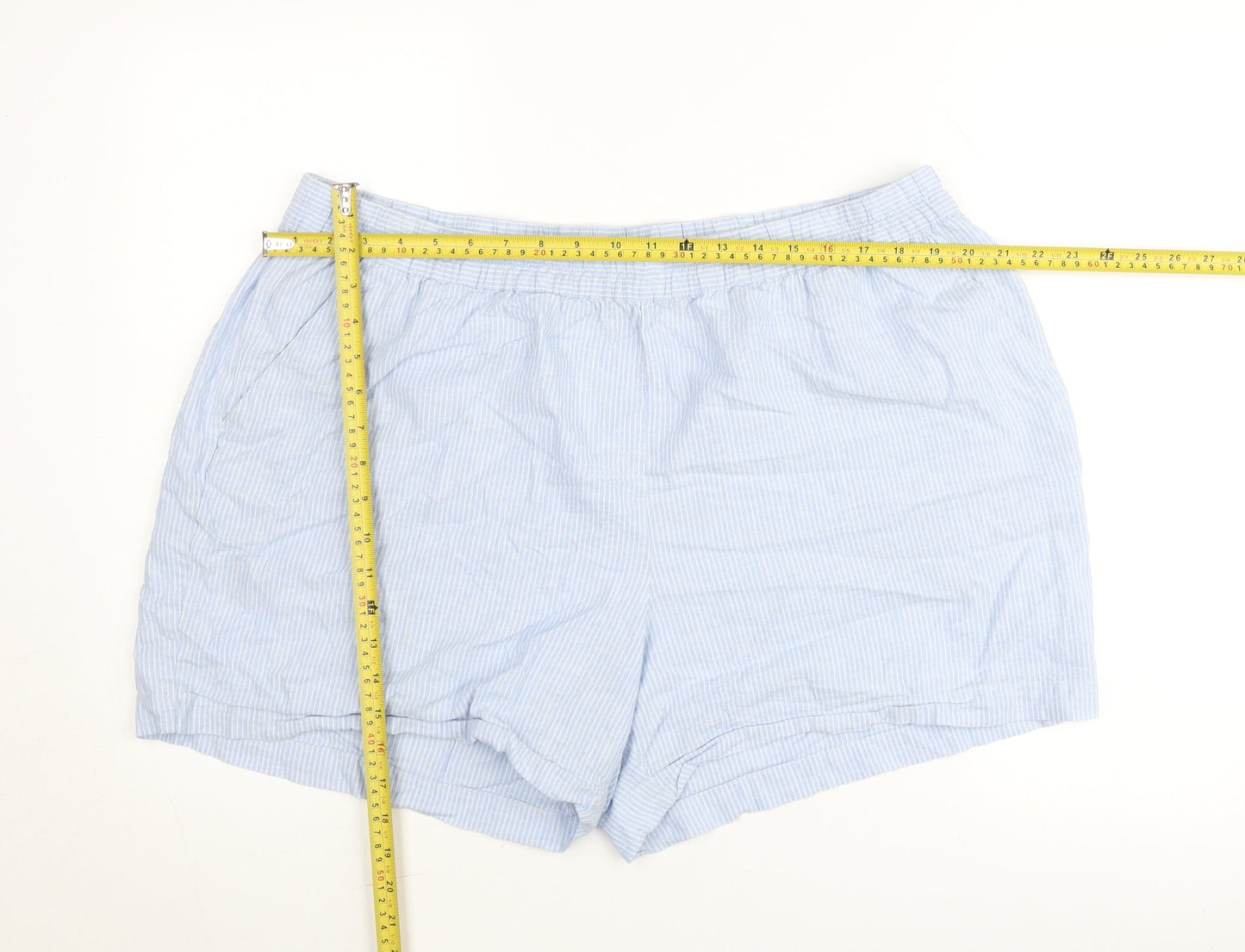 Dunnes Stores Women’s Blue Striped Cotton Casual Shorts XL