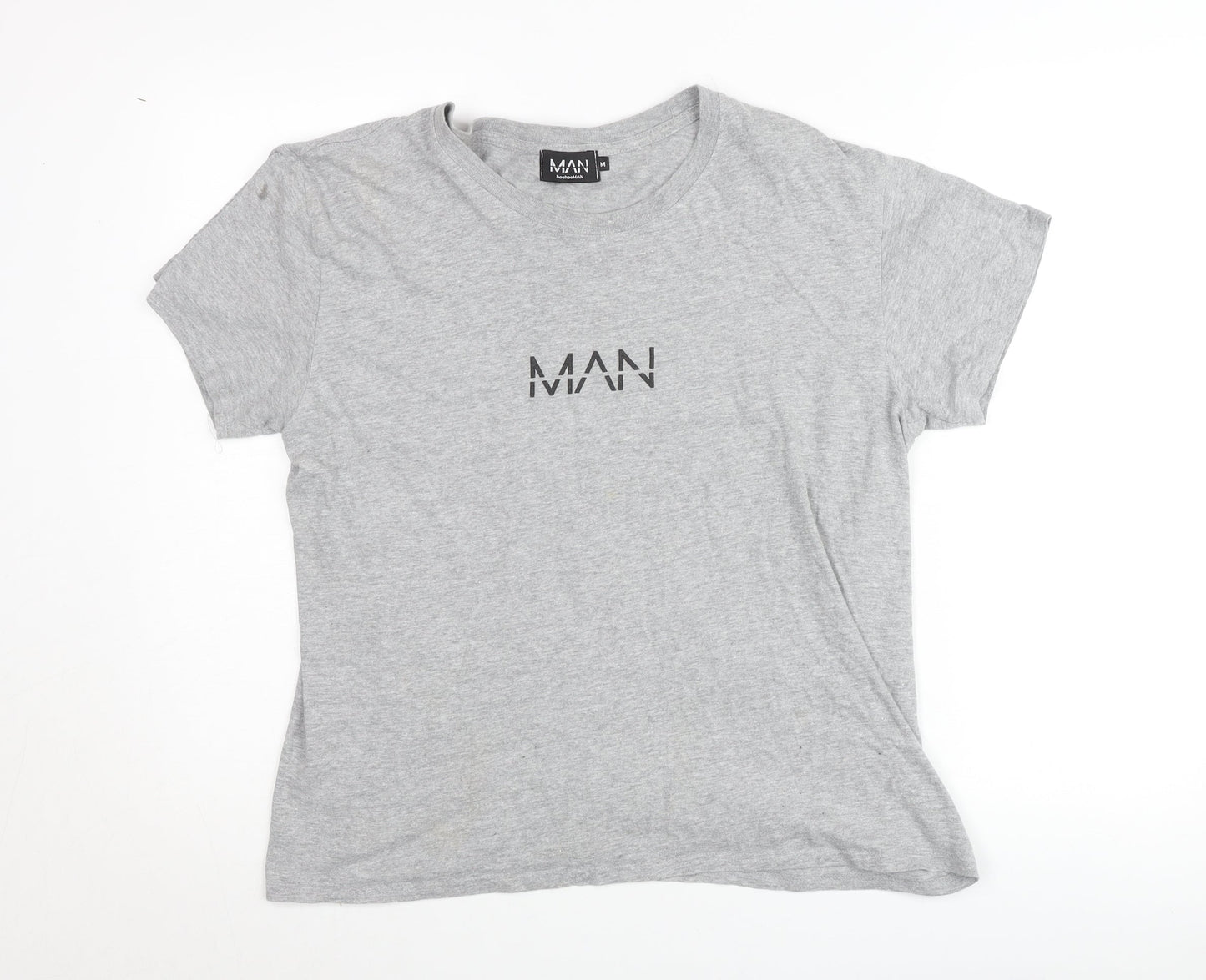 boohooMAN Men's Grey Crew Neck Short Sleeve T-Shirt Size M