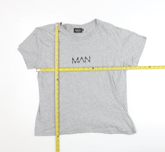 boohooMAN Men's Grey Crew Neck Short Sleeve T-Shirt Size M
