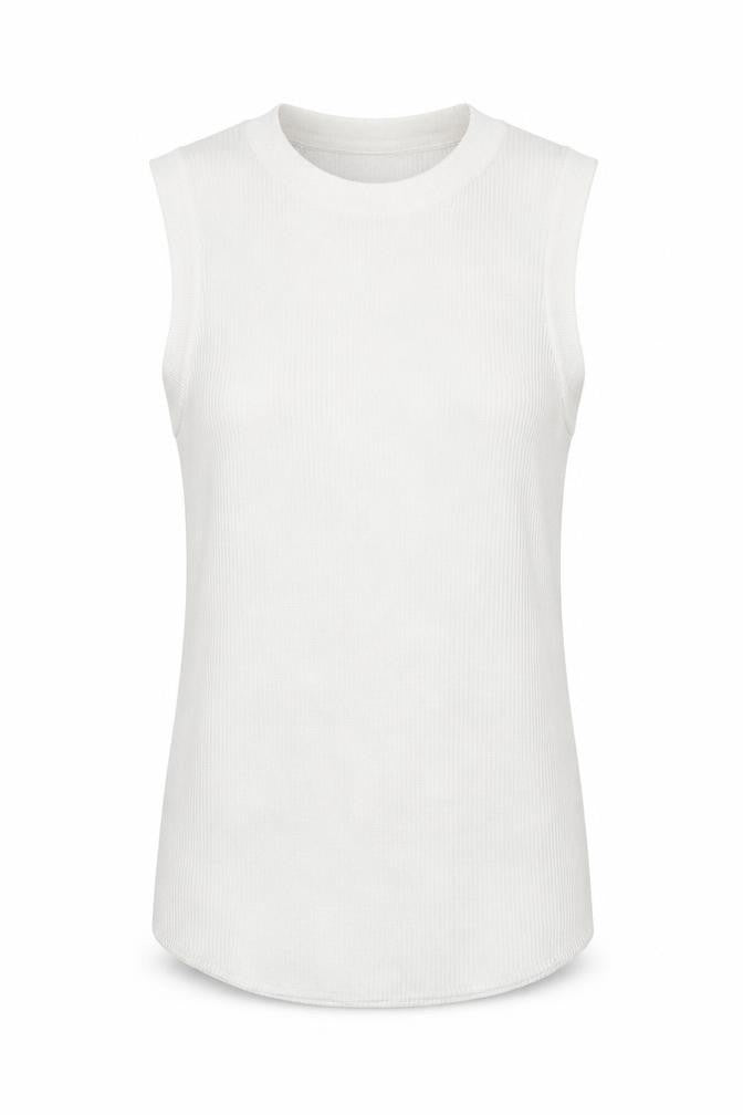 Gallery Women White Cotton Knit Tank Top Size S