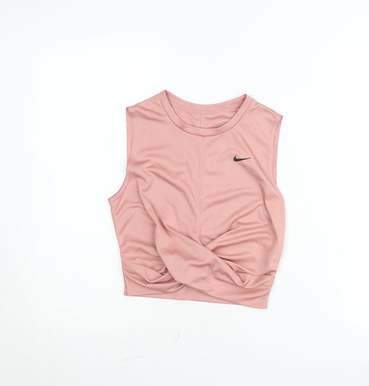 Nike Womens Pink Cropped Dri-FIT Training Tank Top Size S