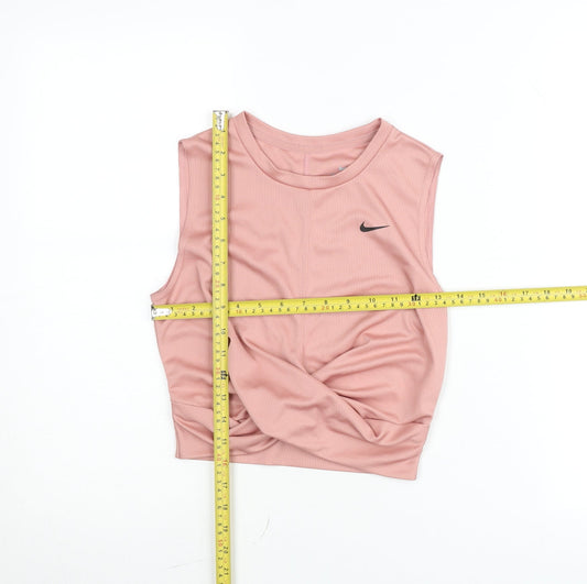 Nike Womens Pink Cropped Dri-FIT Training Tank Top Size S