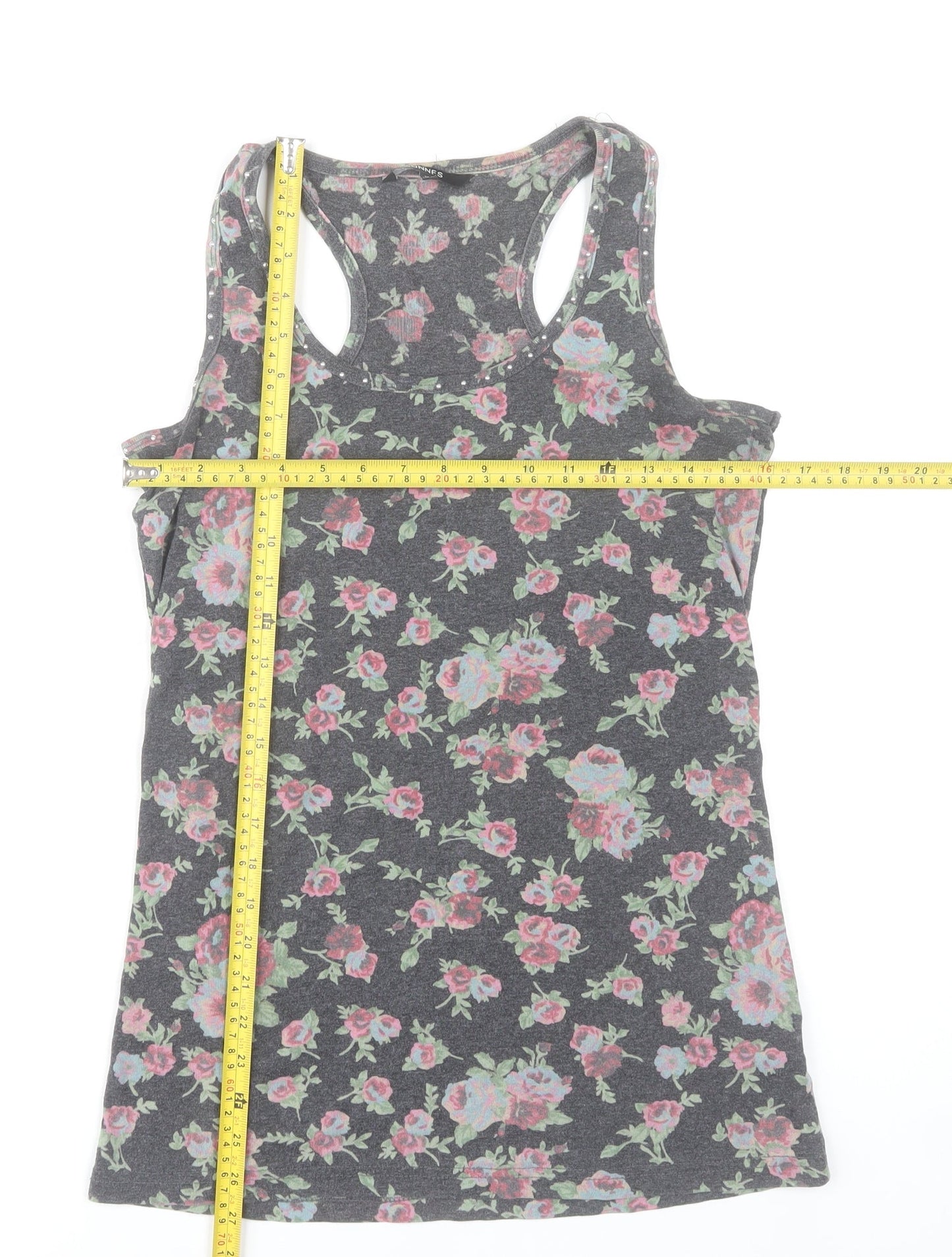 St. Bernard for Dunnes Womens Floral Tank Top Size 12 Grey