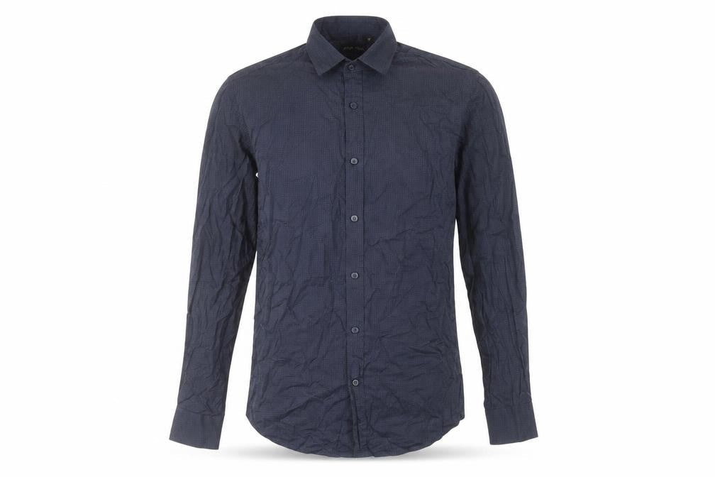 Front view of Antony Morato Men’s Blue Slim Fit Long Sleeve Cotton Dress Shirt M