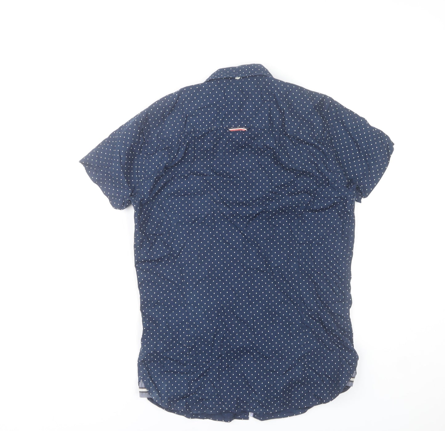 Tommy Hilfiger Men’s Blue Polka Dot Short Sleeve Button-Up Shirt S