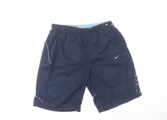 Nike Men’s Blue L Sports Shorts Elastic Waist Pockets Quick Dry