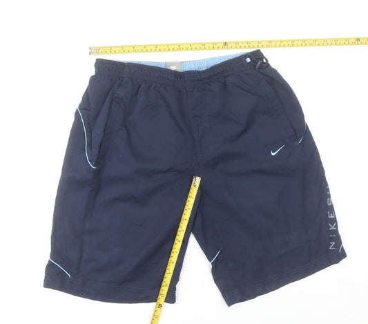 Nike Men’s Blue L Sports Shorts Elastic Waist Pockets Quick Dry