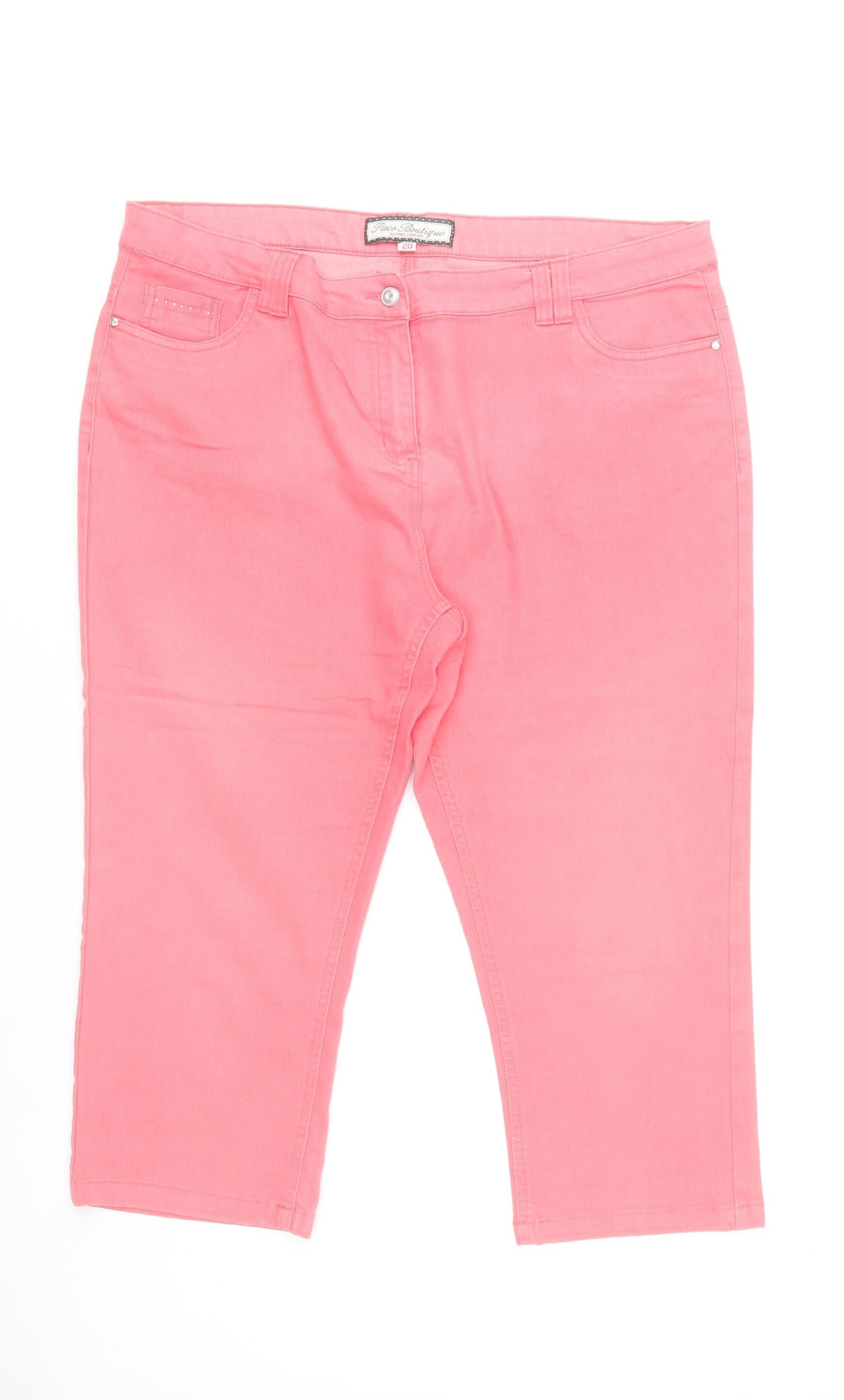 Paco Boutique Women’s Pink Size 20 Cropped Stretch Jeans