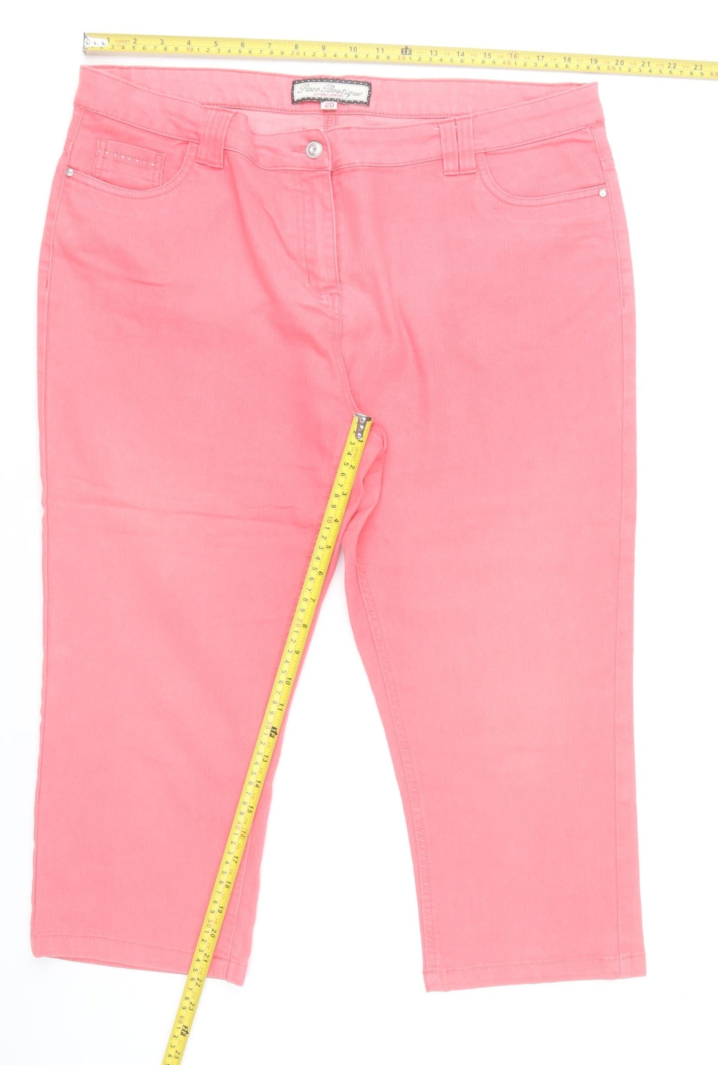 Paco Boutique Women’s Pink Size 20 Cropped Stretch Jeans