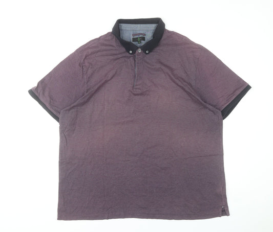 Jasper Conran Men’s Purple Striped Polo Shirt XL Cotton Casual