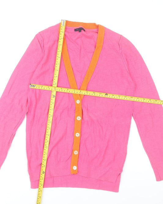 Tommy Hilfiger Women’s Pink Cotton Cardigan S Long Sleeve V-Neck