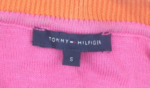 Tommy Hilfiger Women’s Pink Cotton Cardigan S Long Sleeve V-Neck