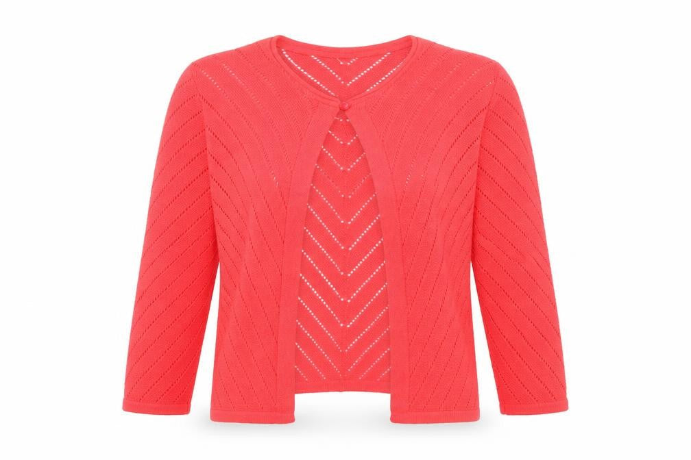 Afibel Women’s Red Knit Cardigan UK 10/12 Open Long Sleeve