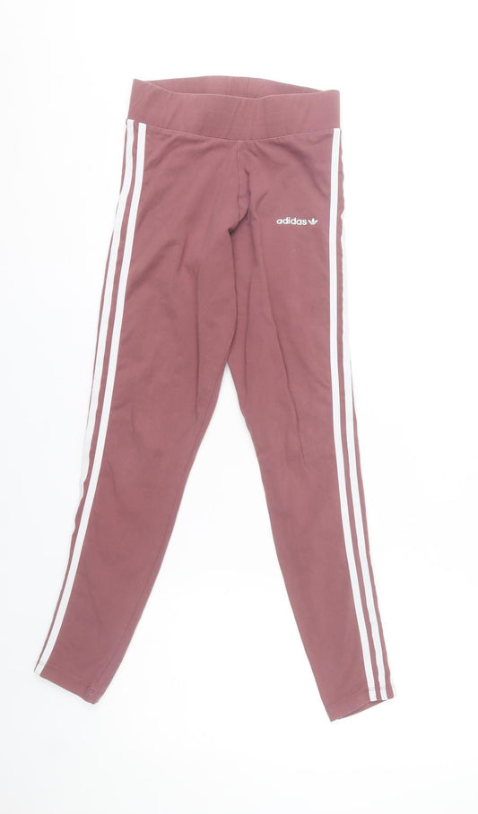 Adidas Women’s Purple Size 10 Side Stripe Cotton Blend Leggings