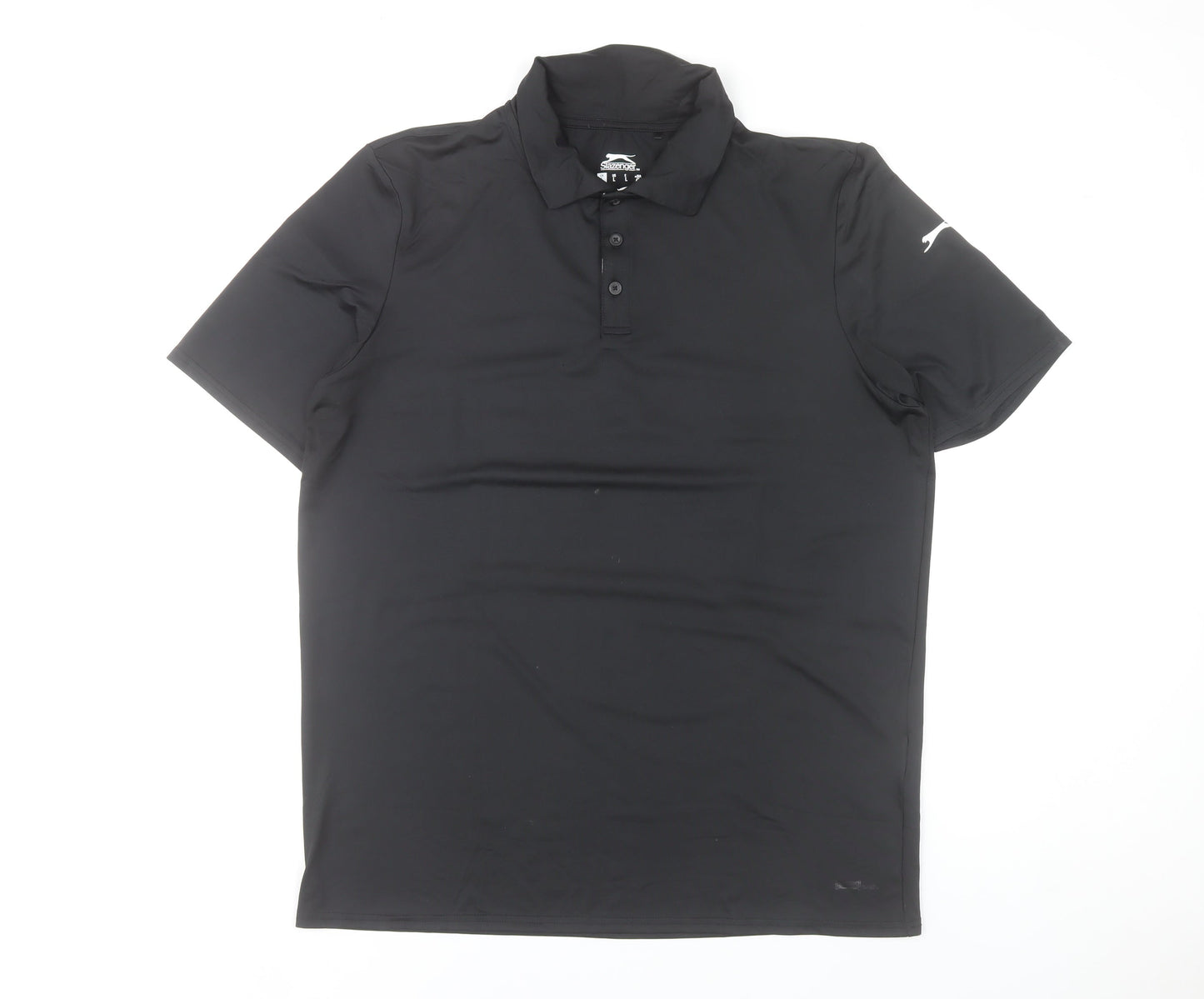 Slazenger Mens Black Polo Shirt L Moisture Wicking Sports Top