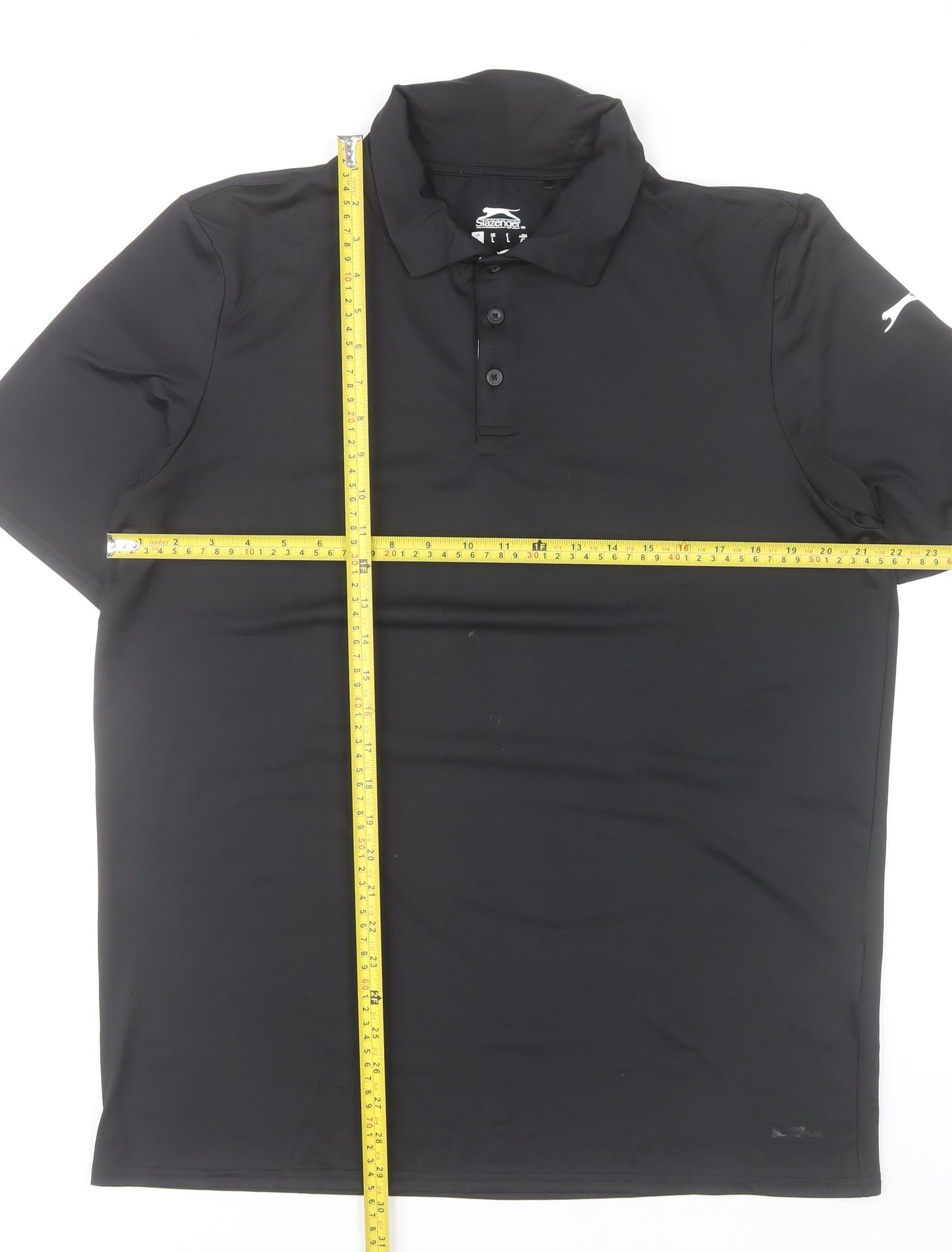 Slazenger Mens Black Polo Shirt L Moisture Wicking Sports Top