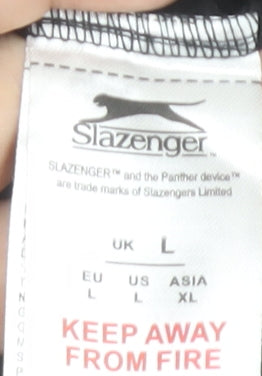 Slazenger Mens Black Polo Shirt L Moisture Wicking Sports Top
