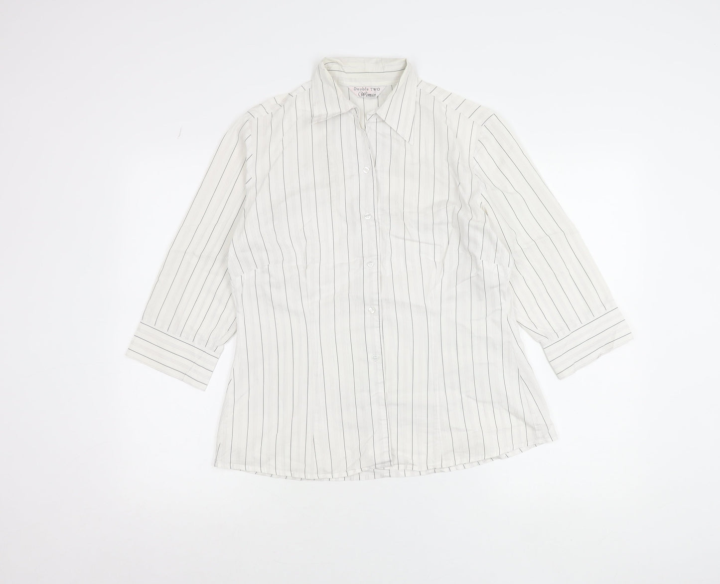 Double TWO Women’s White Striped Button-Up Shirt Size 12