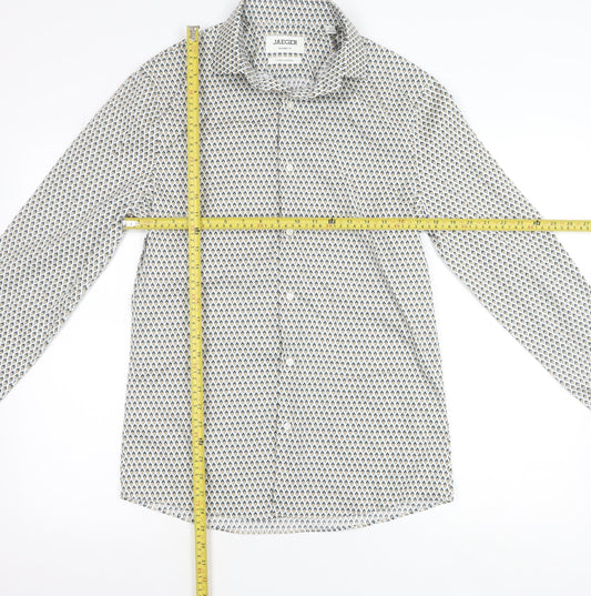 Jaeger Men's Multicoloured Geometric Cotton Slim Fit Shirt S
