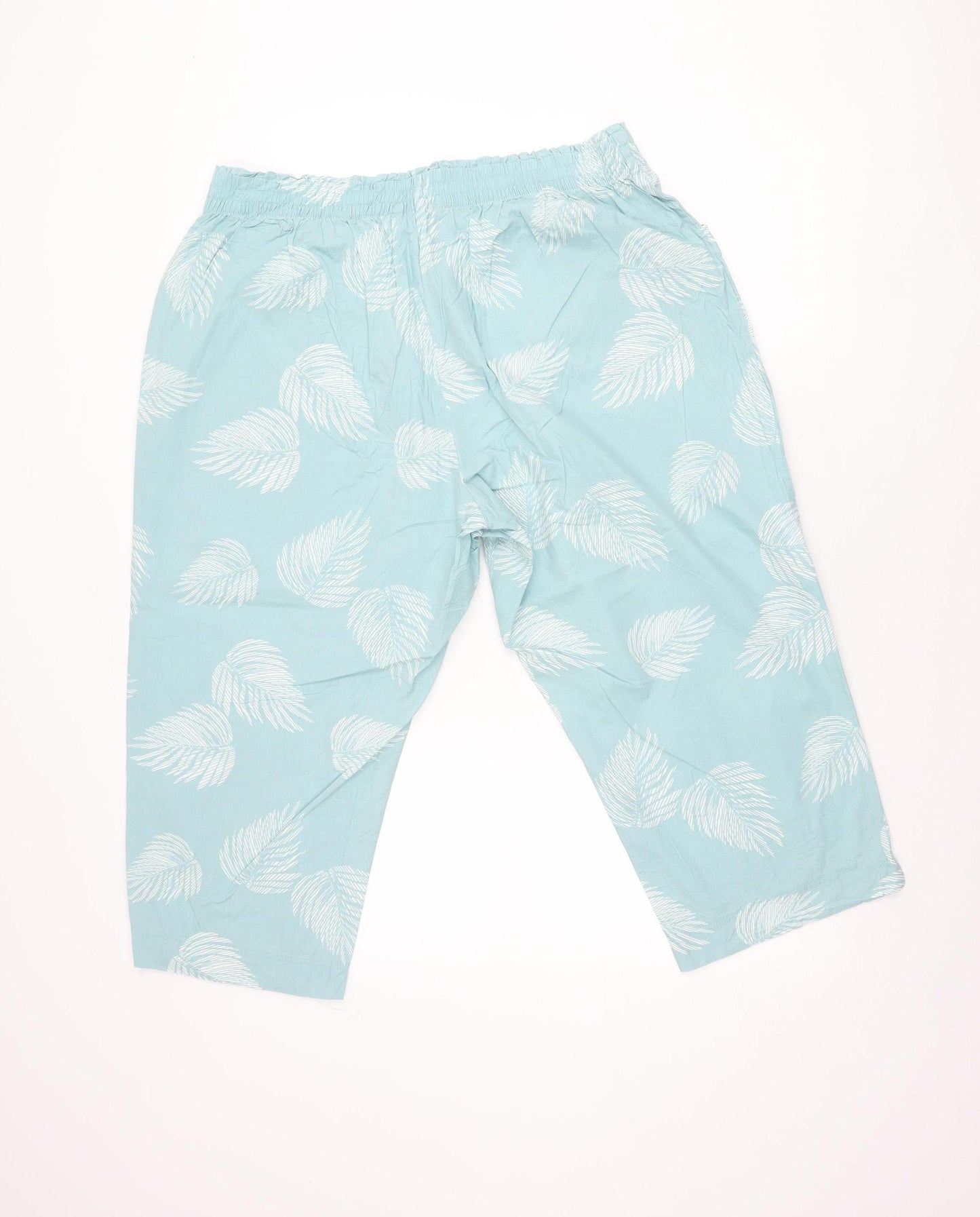 Bonmarché Women’s Blue Floral Capri Trousers Size 20 Cotton