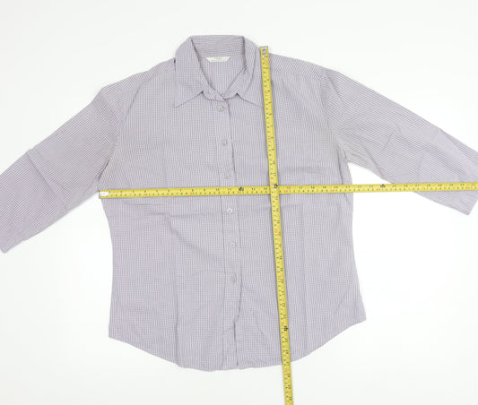 Marks and Spencer Women’s Purple Check Button-Up Shirt UK 12