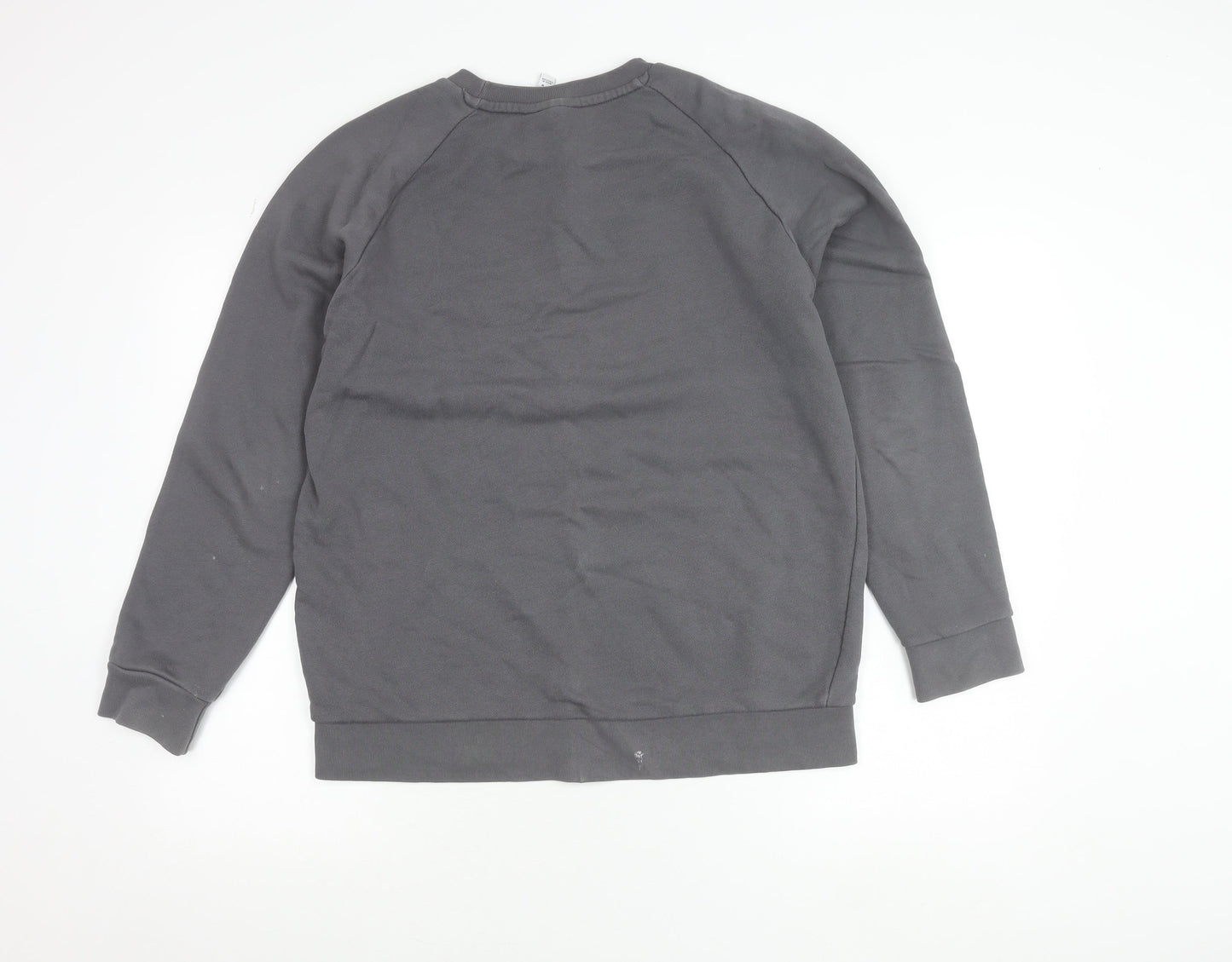 Adidas Mens Grey Medium Pullover Sweatshirt Crew Neck Logo Sportswear