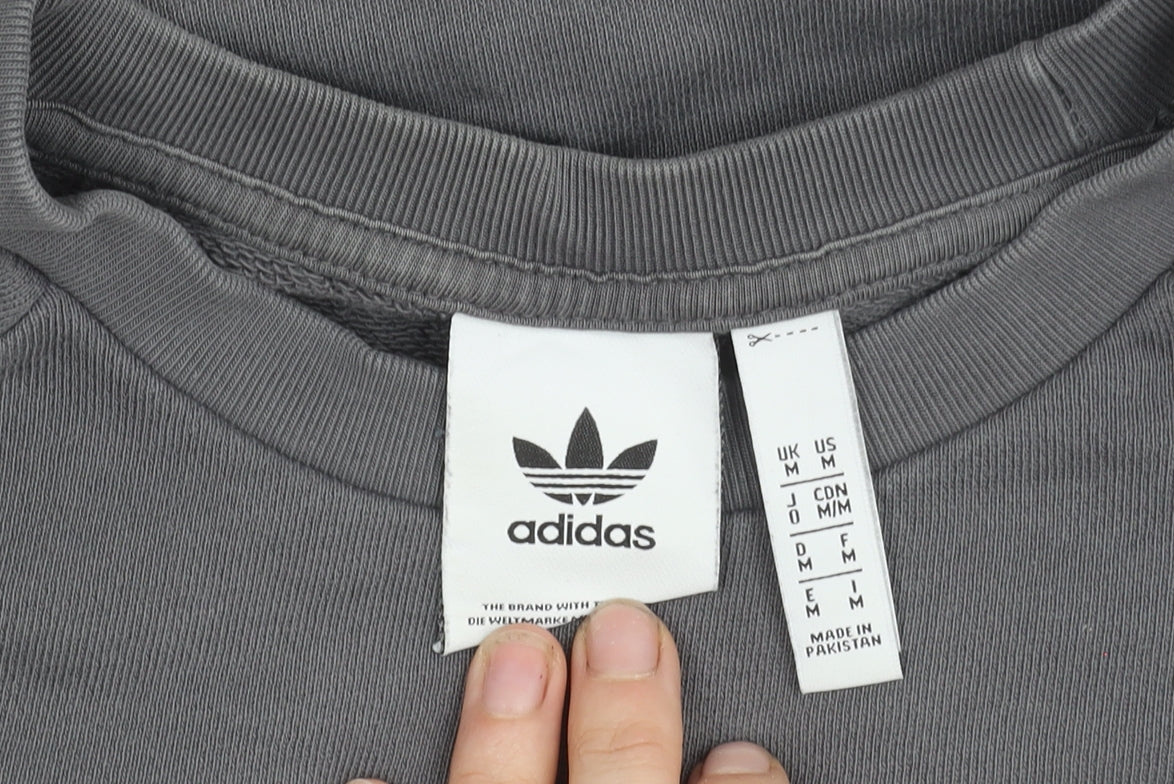 Adidas Mens Grey Medium Pullover Sweatshirt Crew Neck Logo Sportswear