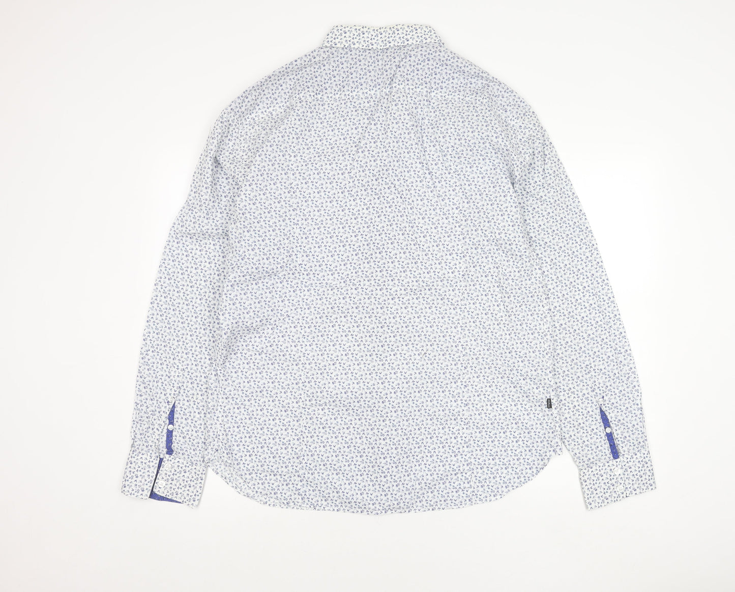Marks & Spencer Men’s Blue Floral Slim Fit XXL Long Sleeve Shirt