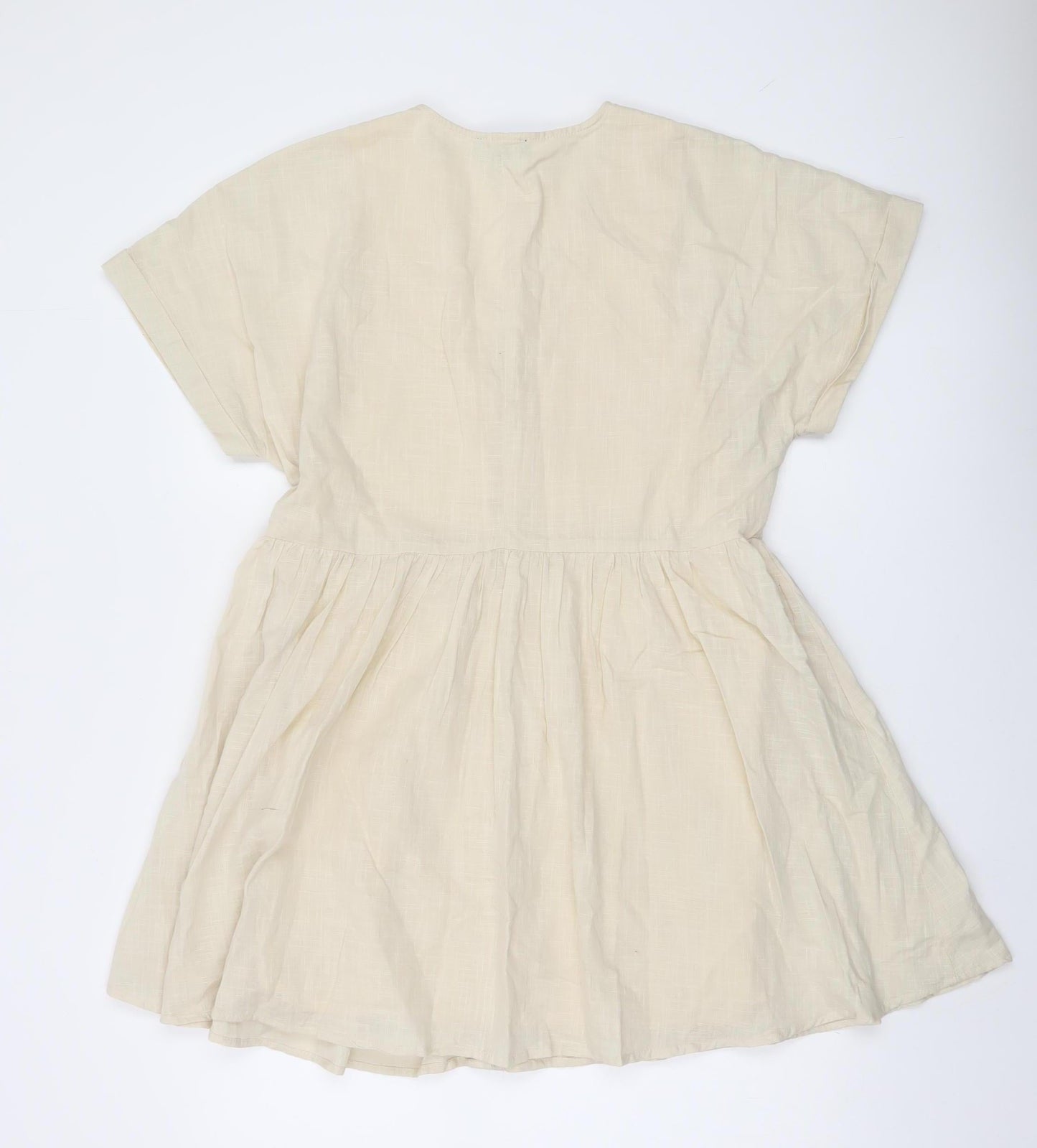 In The Style Women’s Beige Cotton Short Button Dress Size 6