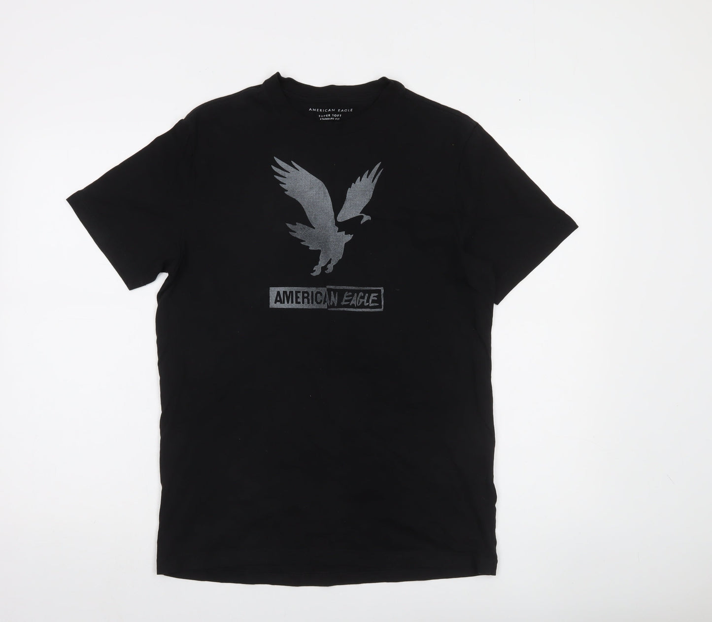 American Eagle Men's Black Small Graphic T-Shirt Super Soft Cotton