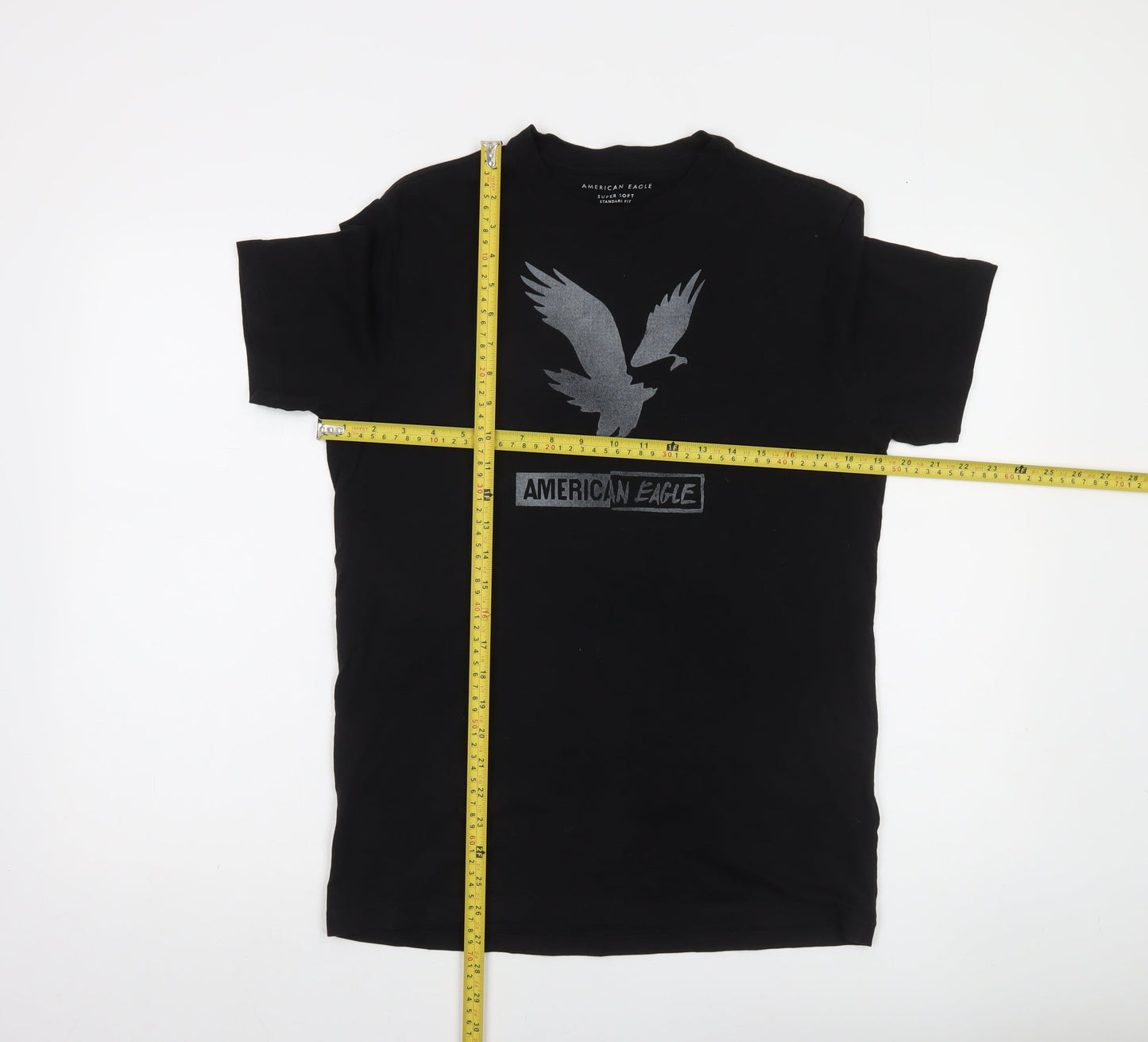American Eagle Men's Black Small Graphic T-Shirt Super Soft Cotton