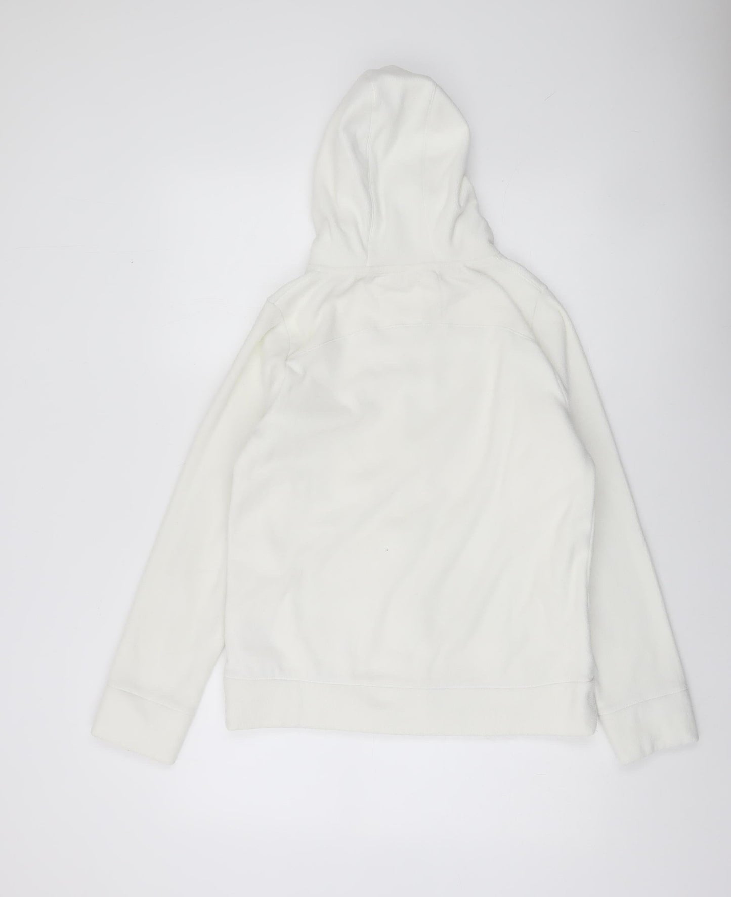 Denim Co Women White Fleece Full Zip Hoodie Size 12 UK Warm Winter Layer