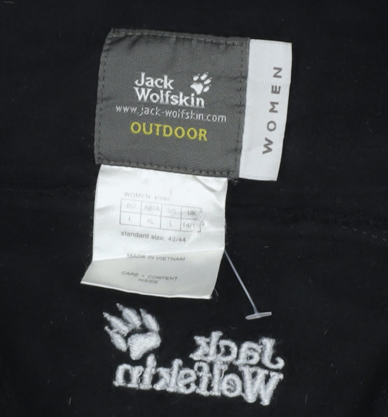 Jack Wolfskin Women Black Fleece Full Zip Outdoor Jacket Size 14