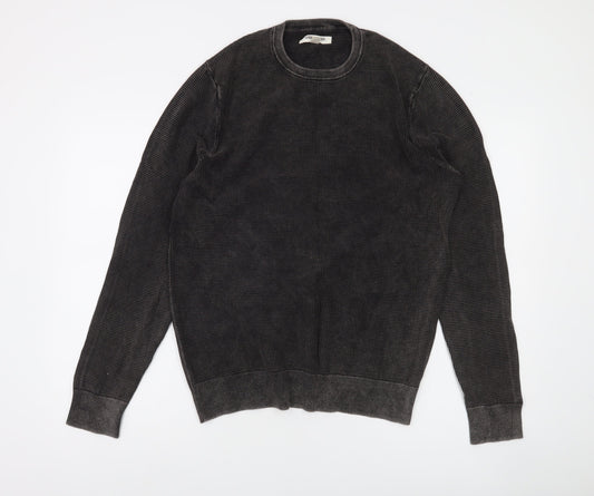 Goodthreads Men's Black Cotton Knit Crew Neck Pullover Sweatshirt M