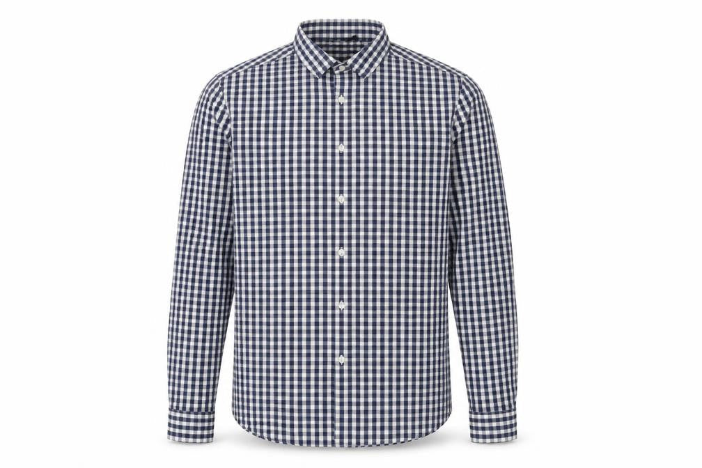 ASOS DESIGN Men's Blue Check Slim Fit Long Sleeve Button-Up Shirt M