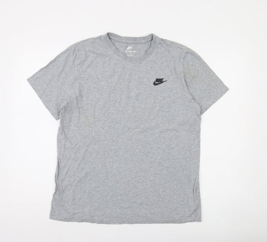 Nike Men's Grey Crew Neck Short Sleeve Cotton T-Shirt M