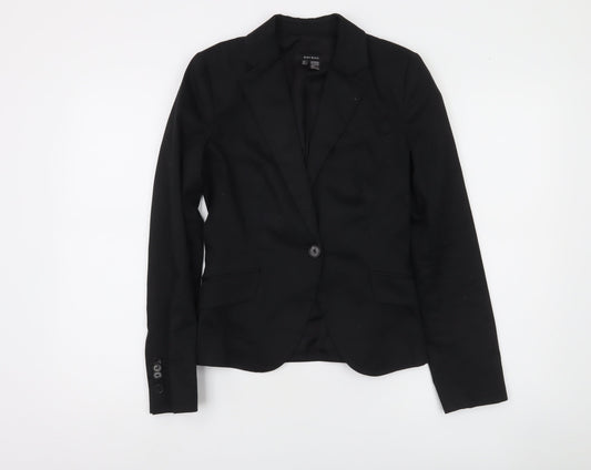 Zara Women's Black Cotton Stretch Blazer Jacket Size 8