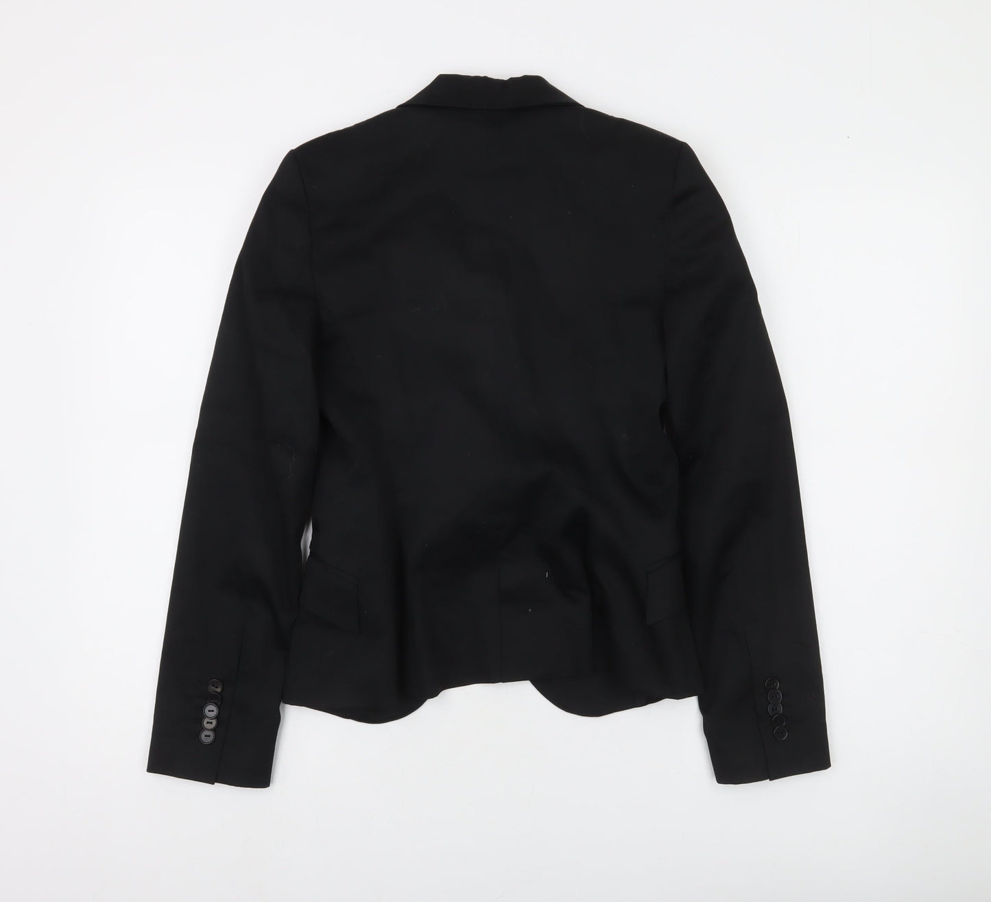 Zara Women's Black Cotton Stretch Blazer Jacket Size 8