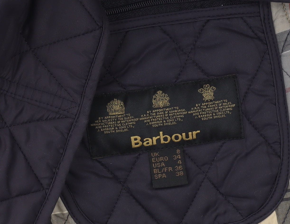 Barbour Womens Blue Quilted Mid-Length Jacket Size 8