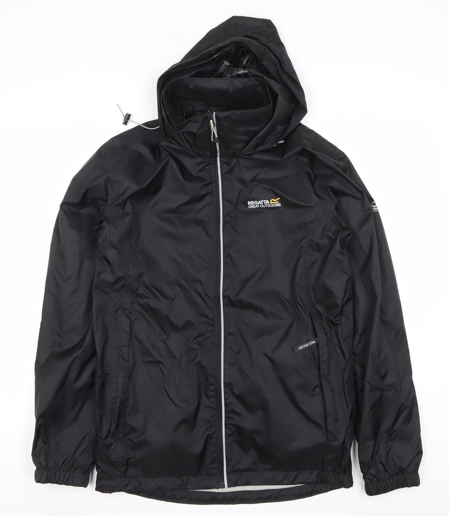 Regatta Men's Black Waterproof Hooded Rain Jacket Size S