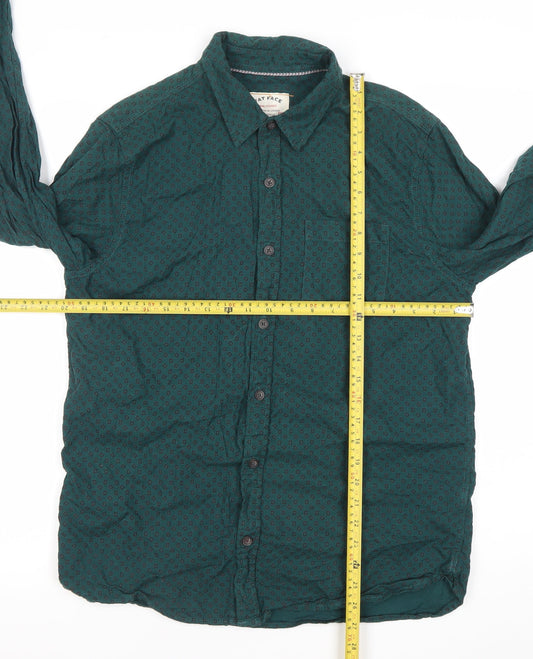 Fat Face Men's Green Geometric Long Sleeve Cotton Button-Up Shirt Size M