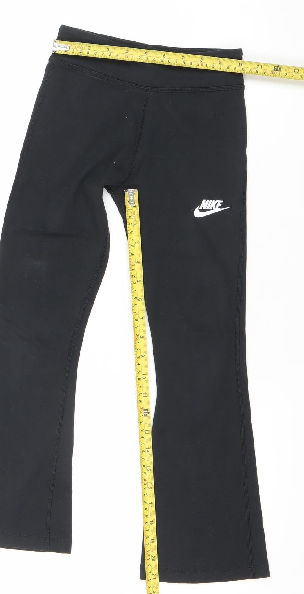 Nike Girls Black Ankle Leggings S Slim Fit Activewear Stretch Trousers