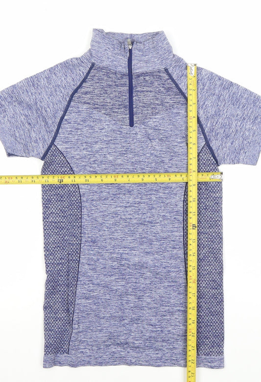 Crane Women's Blue Short Sleeve 1/4 Zip Athletic T-Shirt S