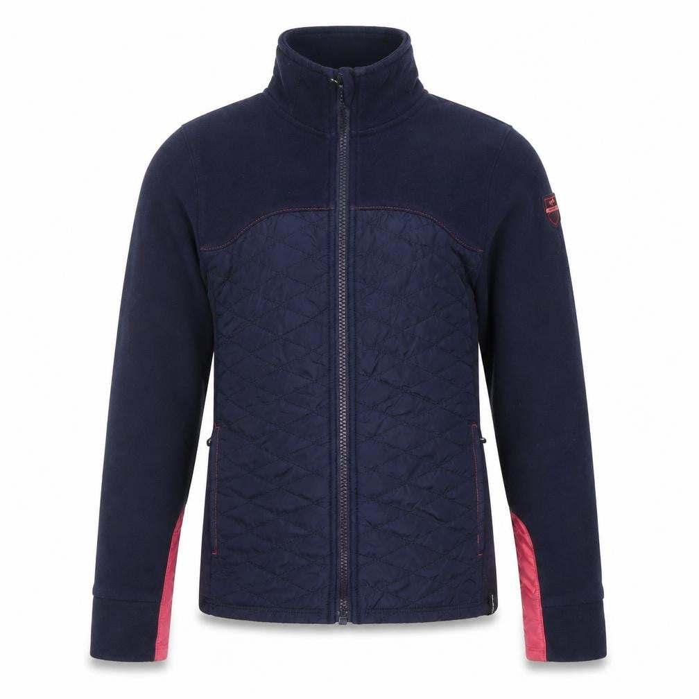 Front view of Decathlon girls’ blue quilted full zip fleece jacket 12 years