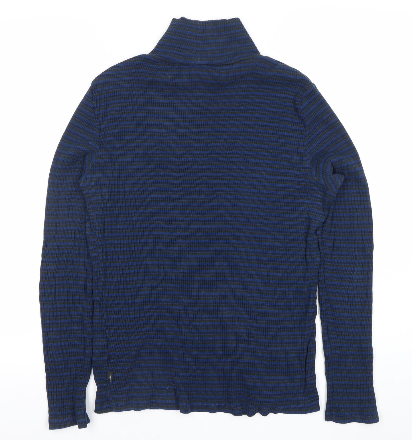 Lee Womens Blue Striped Slim Fit Roll Neck Long Sleeve T-Shirt XL