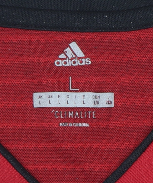 Adidas Men Red Large Manchester United Football Shirt Jersey