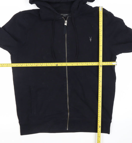 AllSaints Men’s Black Full Zip Hoodie Medium Cotton Fleece